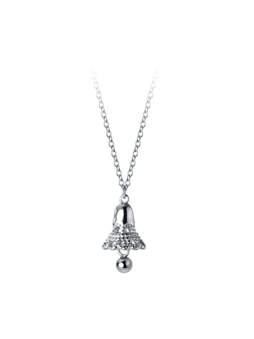 Rosh 925 Sterling Silver Cubic Zirconia Bell Minimalist Necklace 4