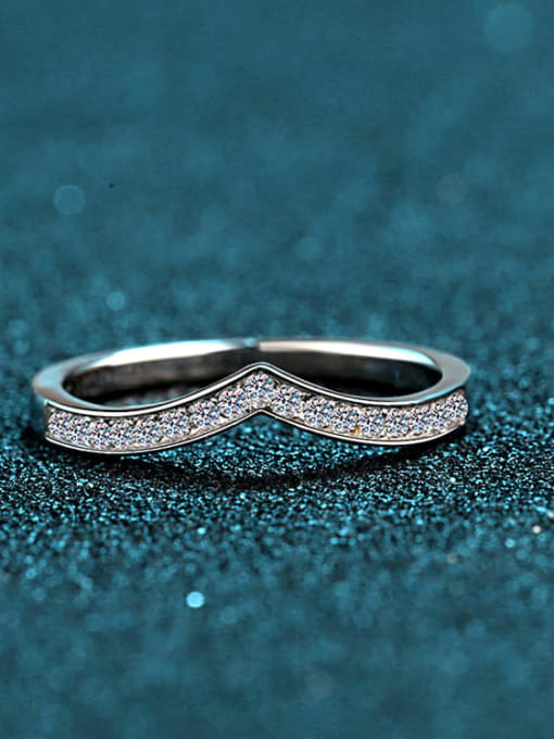 MOISS Sterling Silver Moissanite White Geometric  Dainty Engagement Rings 2