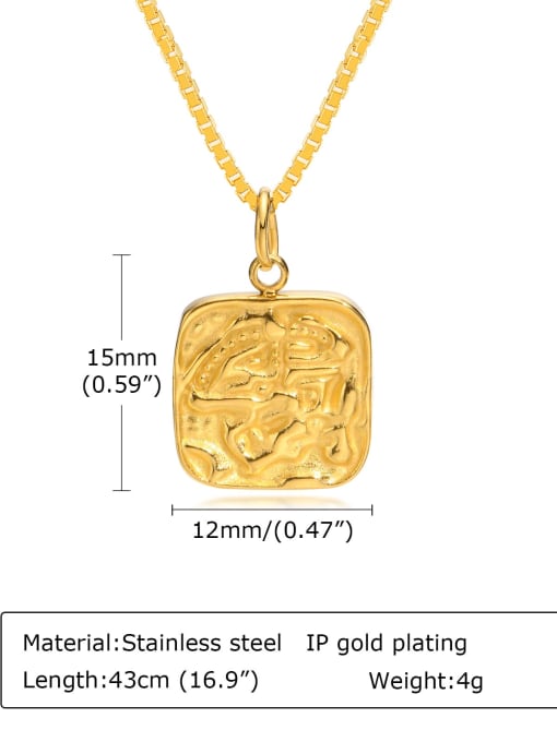 Gold 43CM Stainless steel Geometric Hip Hop Necklace