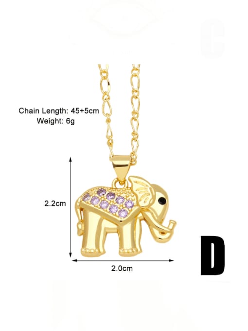D Brass Imitation Pearl Elephant Hip Hop Necklace