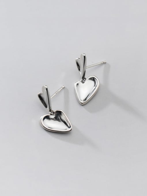 Rosh 925 Sterling Silver Heart Minimalist Drop Earring 1