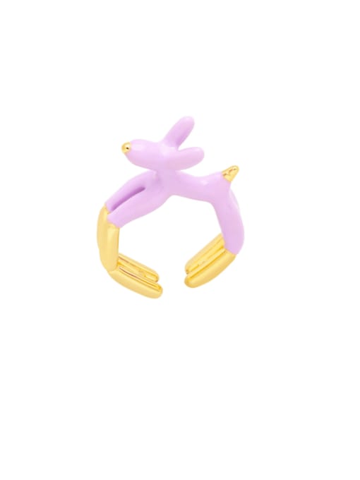 purple Brass Enamel animal Cute Band Ring