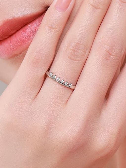 MODN 925 Sterling Silver Cubic Zirconia Crown Minimalist Band Ring 1