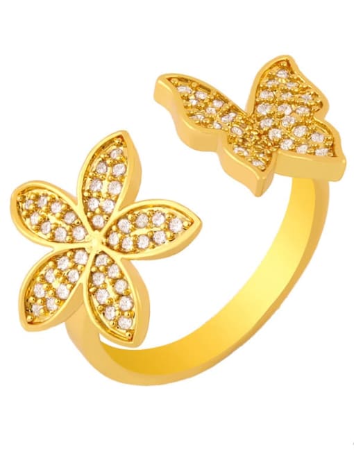 A Brass Cubic Zirconia Butterfly Ethnic Band Ring