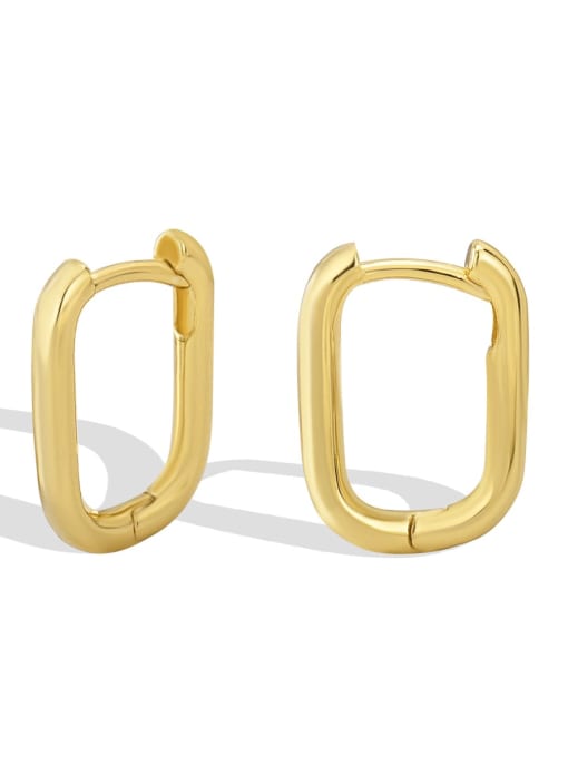 Gold Oval Earrings Brass Geometric Minimalist Huggie Earring