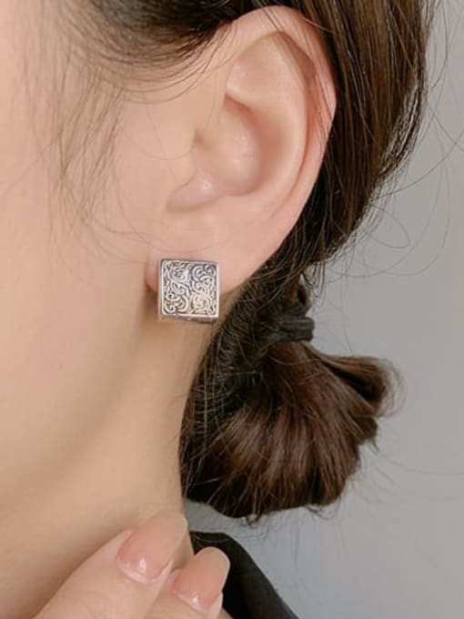 KDP-Silver 925 Sterling Silver Geometric Vintage Stud Earring 1
