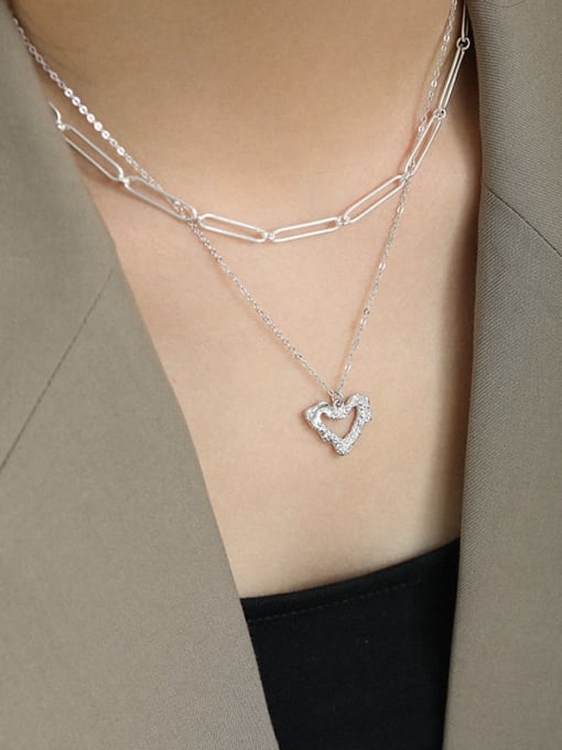 DAKA 925 Sterling SilverHollow  Heart Minimalist Necklace 1