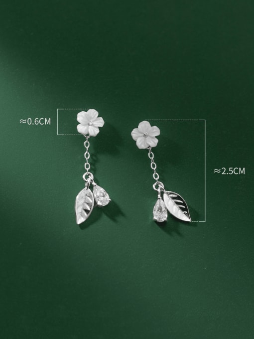 Rosh 925 Sterling Silver Shell Flower Minimalist Drop Earring 2