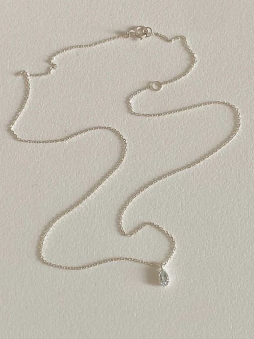 Boomer Cat 925 Sterling Silver Cubic Zirconia Water Drop Minimalist Necklace