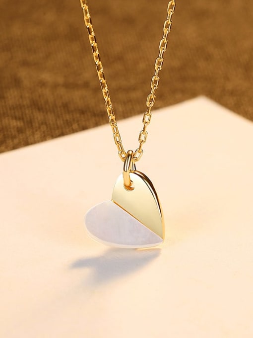 Sn 488 18K Gold 925 Sterling Silver Shell Heart Minimalist Necklace