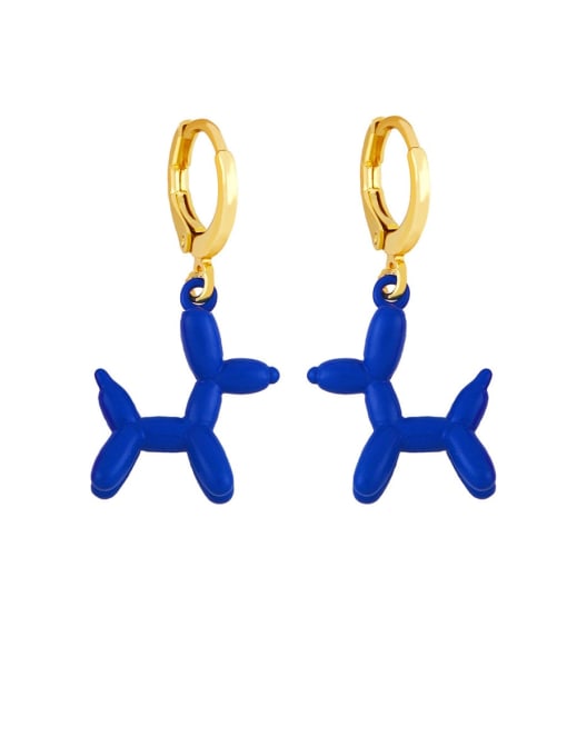 Dark blue Brass Enamel Dog Cute Huggie Earring