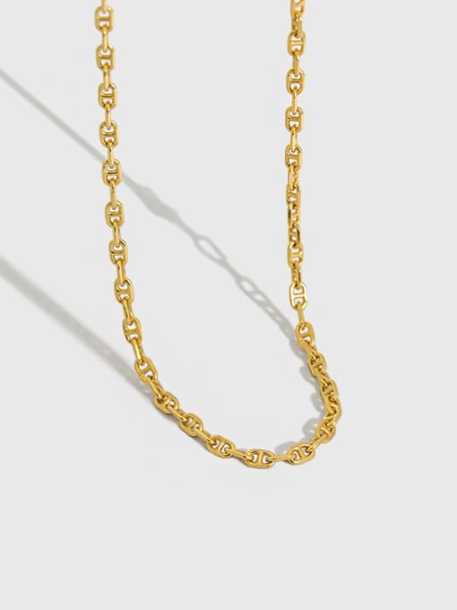 DAKA 925 Sterling Silver Hollow Geometric Minimalist Chain Necklace 0