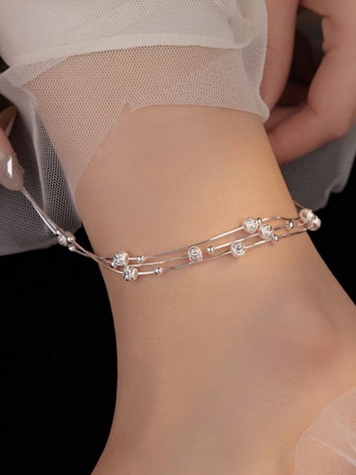 BeiFei Minimalism Silver 925 Sterling Silver Bell  Bead Minimalist  Anklet 1