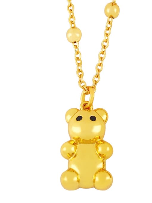 CC Brass Cute Smooth Bear  Pendant Necklace 1