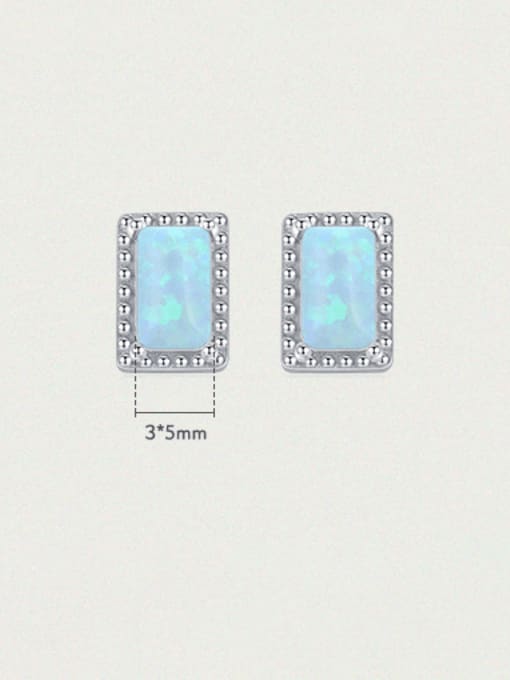 MODN 925 Sterling Silver Opal Rectangle Minimalist Stud Earring 2