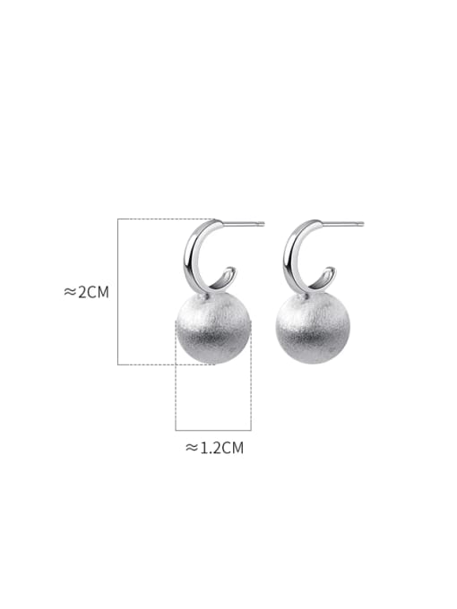 Rosh 925 Sterling Silver Round Ball Minimalist Drop Earring 3