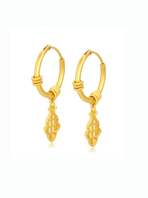 24K gold plating Alloy Cubic Zirconia Geometric Vintage Huggie Earring