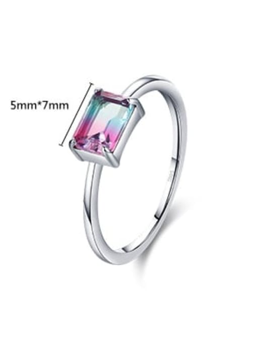 MODN 925 Sterling Silver Tourmaline Rectangle Classic Band Ring 2