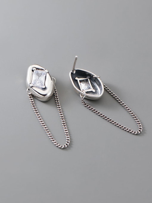 Rosh 925 Sterling Silver Cubic Zirconia Geometric Vintage Drop Earring 3