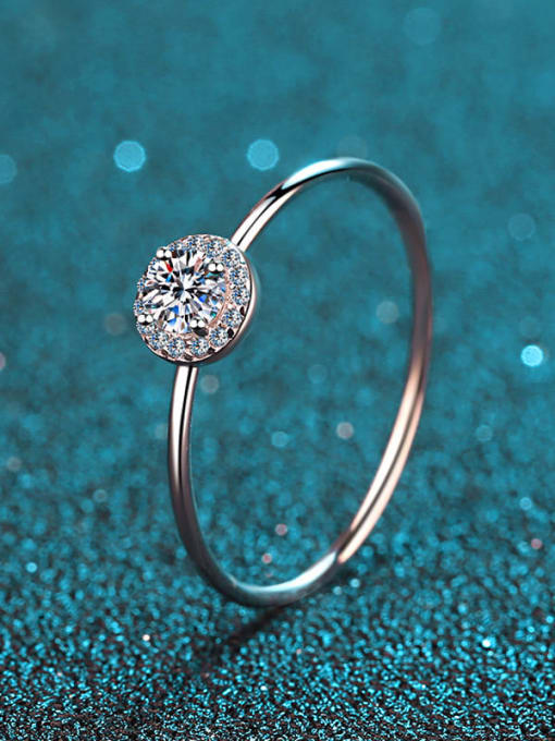 MOISS Sterling Silver Moissanite  Round Engagement Rings