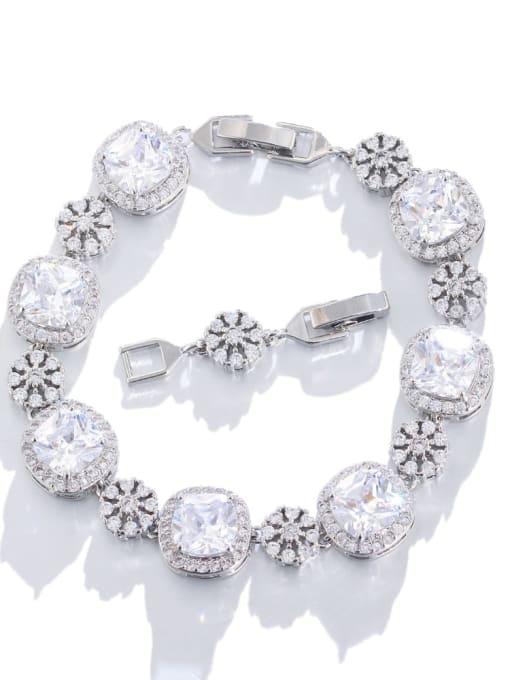 white Brass Cubic Zirconia Geometric Luxury Bracelet