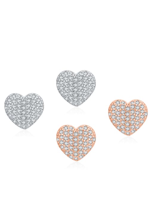 MODN 925 Sterling Silver Cubic Zirconia Heart Dainty Stud Earring 0