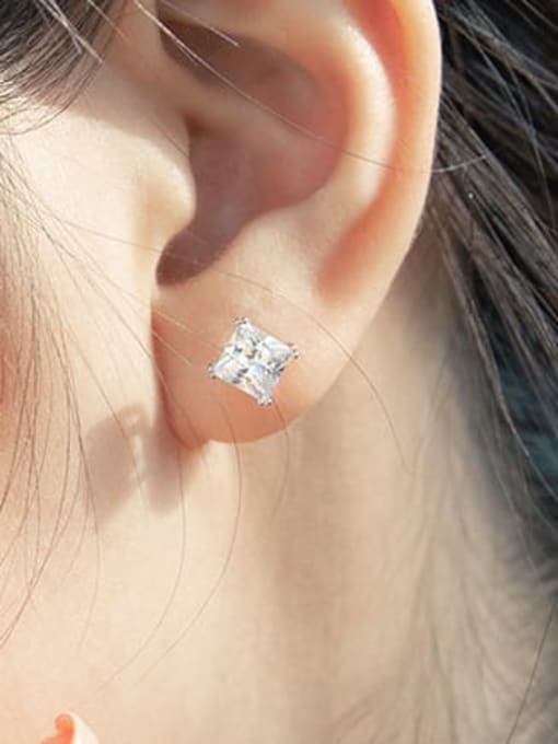 XP Alloy Cubic Zirconia Square Minimalist Stud Earring 1