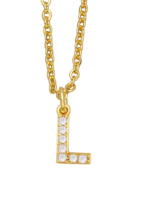 L Brass Cubic Zirconia Letter Vintage Necklace