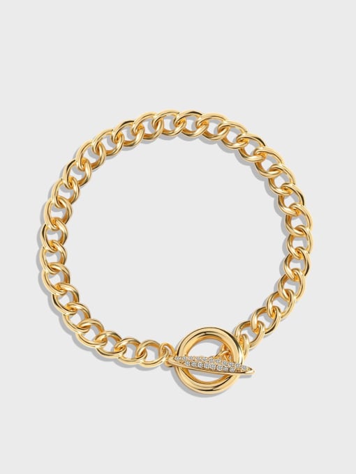 CHARME Brass Cubic Zirconia Hollow Geometric Chain Vintage Link Bracelet 2