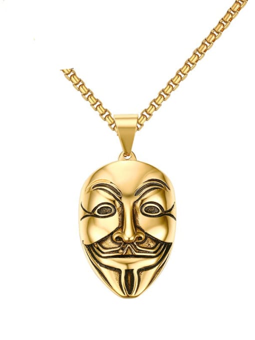 CONG Stainless steel Irregular Vintage mask Pendant Necklace 0