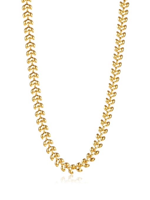 2175 gold Titanium Steel Leaf Hip Hop Necklace