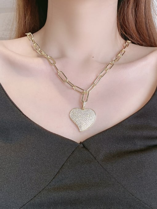 ROSS Brass Cubic Zirconia Heart Dainty Necklace 2