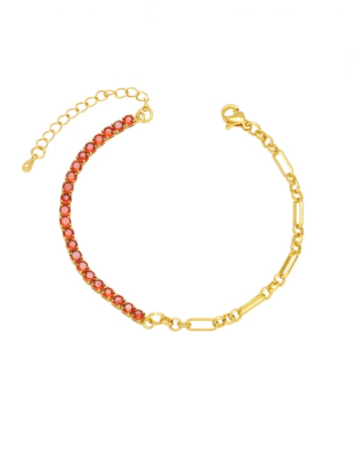 red Brass Cubic Zirconia Geometric Minimalist Bracelet