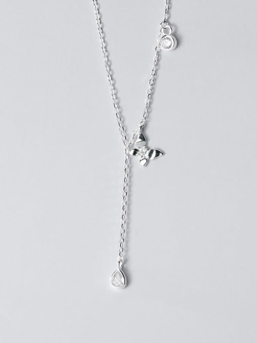 Rosh 925 Sterling Silver Water Drop Minimalist Lariat Necklace 3