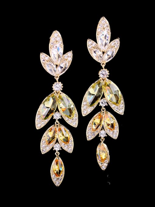 Luxu Brass Cubic Zirconia Flower Luxury Drop Earring 3