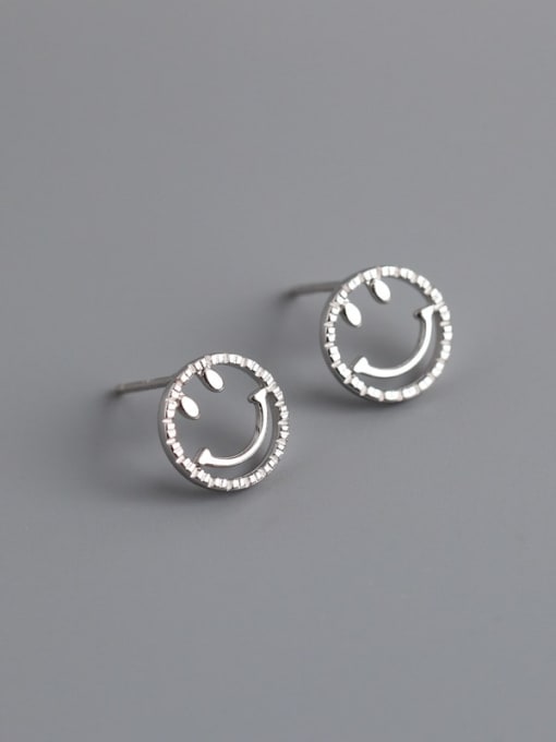 Boomer Cat 925 Sterling Silver Cubic Zirconia Smiley Cute Stud Earring 2