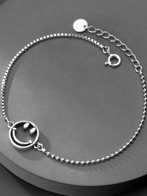Rosh 925 Sterling Silver Retro style cute smiley face chain Bracelet 1