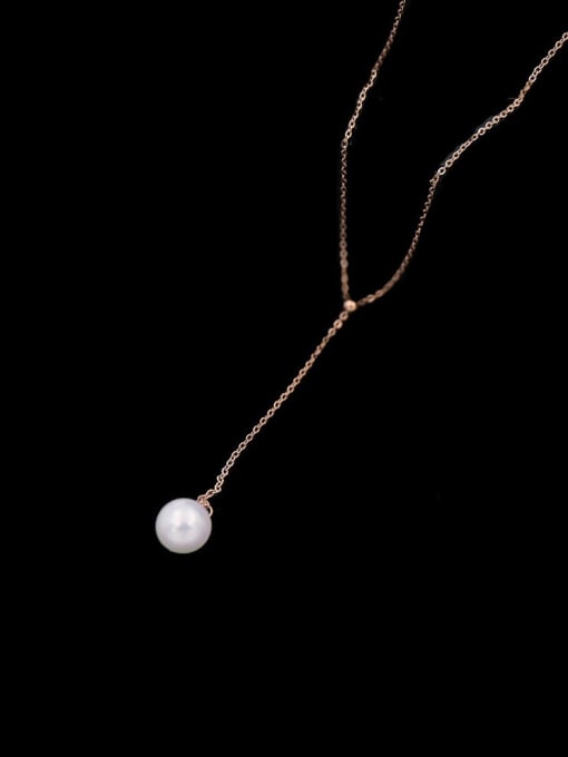 My Model Titanium Imitation Pearl White Tassel Minimalist Lariat Necklace 3