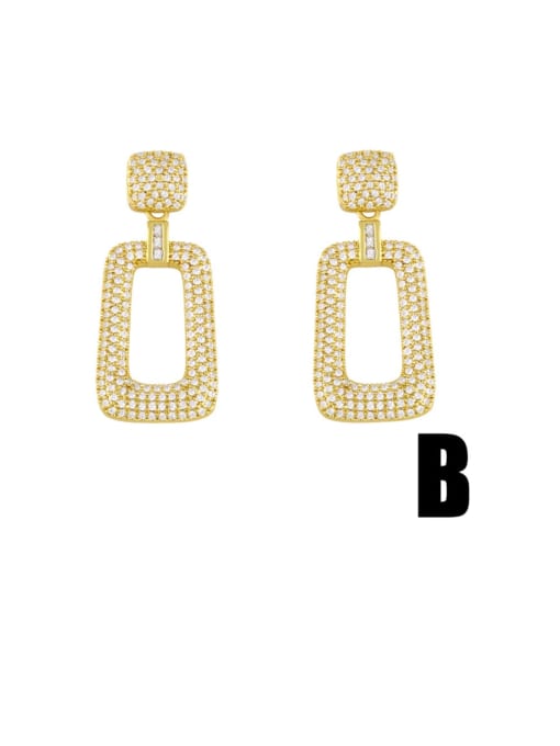 B Brass Cubic Zirconia Geometric Minimalist Cluster Earring