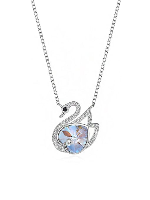JYXZ 043 (gradient white) 925 Sterling Silver Austrian Crystal Swan Classic Necklace