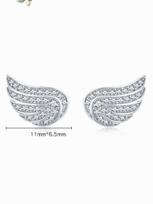 MODN 925 Sterling Silver Cubic Zirconia Wing Cute Stud Earring 2