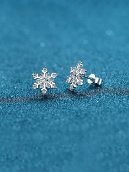 MOISS 925 Sterling Silver Moissanite Snow Flower Dainty Stud Earring 3