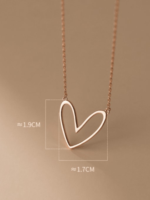Rosh 925 Sterling Silver Hollow Heart Minimalist Necklace 4