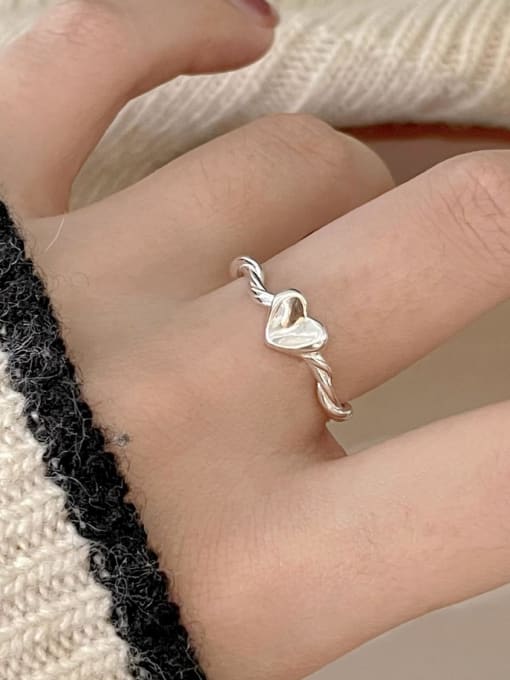 Boomer Cat 925 Sterling Silver Heart Minimalist Band Ring 2