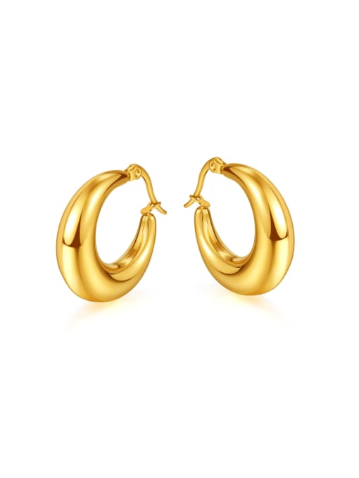 813 gold Titanium Steel Geometric Minimalist Huggie Earring