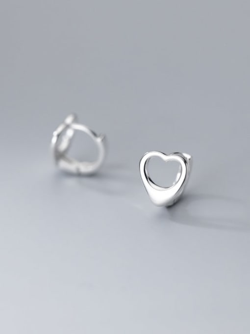 Rosh 925 Sterling Silver Hollow Heart Minimalist Stud Earring 2