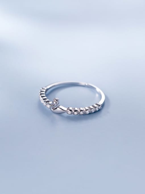 Rosh 925 Sterling Silver Cubic Zirconia Swan Minimalist Band Ring 2