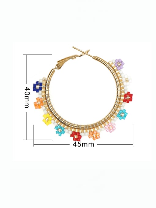 Roxi Zinc Alloy Miyuki Millet Bead Geometric Minimalist Hoop Earring 2