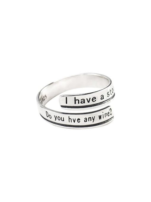 XBOX 925 Sterling Silver Geometric Vintage  irregular letters Stackable Ring 0