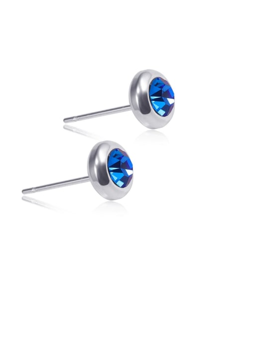 BSL Titanium Rhinestone Multi Color Round Minimalist Stud Earring 0